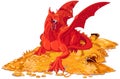 Magic Dragon on the Pile of Gold Royalty Free Stock Photo