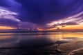 Dramatic Sunset in Kuta beach, Bali, Indonesia Royalty Free Stock Photo