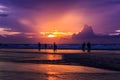 Dramatic Sunset in Kuta beach, Bali, Indonesia Royalty Free Stock Photo