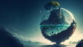 magic dreamy surreal fantasy world wallpaper, bubble with mountain and sea inside, neural network generated art