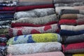 Stupendous fabrics, colored cotton linen in the bazaar Royalty Free Stock Photo