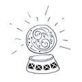 Glass magic ball. Witchcraft attributes.  Hand drawn element design. Royalty Free Stock Photo