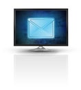 Magic email on blue new modern screen isolated on white