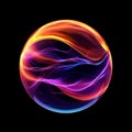 Magic energy ball on a black background. Bright sphere for futuristic hi-tech abstract background. Royalty Free Stock Photo