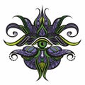 Decorative J Magic Evil Eye in Trending Decorative Style. Vector illustration