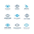 Magic eye logos. Mysterious sight symbols. Vision vector badges