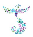 Magic Fairy Bird. Phoenix Bird. Mythical character. Ornamental Silhouette for your design