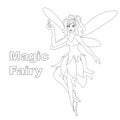 Magic fairy isolated illustration. Vector coloring page