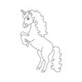 Magic fairy unicorn. Coloring book page for kids. Cartoon style character. Vector illustration isolated on white background Royalty Free Stock Photo