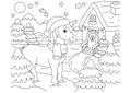 Magic fairy unicorn. Cute horse. Coloring book page for kids. Cartoon style character. Vector illustration isolated on white Royalty Free Stock Photo