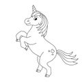 Magic fairy unicorn. Cute horse. Coloring book page for kids. Cartoon style character. Vector illustration isolated on white Royalty Free Stock Photo