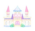 Magic FairyTale Princess Castle isolated on white background. graphic hand drawing Royalty Free Stock Photo