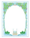 Magic FairyTale Princess Castle, vintage decorative frame