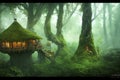 Magic fairytale tree house in a forest, generative AI Royalty Free Stock Photo
