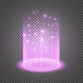 Magic fantasy portal. Futuristic teleport. Light effect. Blue candles rays of a night scene with sparks on a transparent Royalty Free Stock Photo