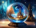 Magic Fantasy world inside glass sphere Royalty Free Stock Photo