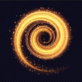 Magic fiery light spiral effect isolated on transparent background.