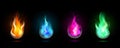 Magic fireballs flames set