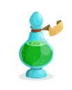 Magic flask glass potion bottle with elixir Vector