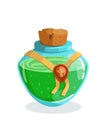 Magic flask glass potion bottle with elixir Vector