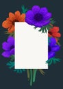 Magic flowers template. Beautiful wild bouquet design. Color pencil digital illustration. Vertical Design with beautiful