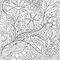 Magic forest with birds, seamless pattern for your design. Coloring page