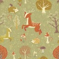 Magic forest seamless pattern