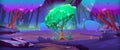 Magic forest and tree with green dripping slime