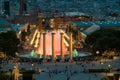 Magic fountain in the square of Spain. Singing fountain in the evening at the foot of Montjuic. Barcelona, Spain Royalty Free Stock Photo