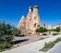 Magic fungous forms of sandstone in the canyon near Cavusin village, Cappadocia