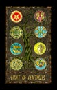 Eight of pentacles. Minor Arcana tarot card