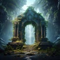 Magic Gate. Mysterious Entrance portal. Fantasy gate. Ancient ruins Royalty Free Stock Photo