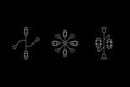 Magic geometry white symbol set. Eye signs. Ancient secret inscriptions. UFO signs. Cave drawings. Design symbols for