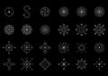 Magic geometry white symbol set. Magic symbols, eye signs. UFO signs. Design symbols for puzzle, logic, Metroidvania Royalty Free Stock Photo