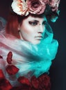 Magic girl with roses Royalty Free Stock Photo