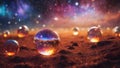 Magic Glass ball on ground, Sand field, Generative ai illustrator Royalty Free Stock Photo