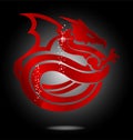 Magic and glass red asia dragon sign