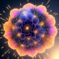 Magic glow beautiful flowers on dark background. Generative AI