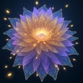 Magic glow beautiful flowers on dark background. Generative AI