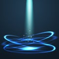 Magic glowing circles vector abstract background with light beam