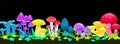 Magic Glowing Mushrooms Concept
