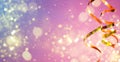 Magic and glowing party background with a golden streamer and pastel colors