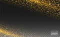 Magic Gold Glitter Wave Abstract Background. Gold Glittering Star Dust Trail Sparkling Particles on Transparent Vector Royalty Free Stock Photo