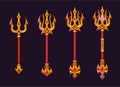 Magic gold trident for game ui level rank design. Royalty Free Stock Photo