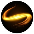Magic golden particle flow effect. Glowing sparkle