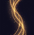 Magic golden wave light effect isolated on transparent background. Royalty Free Stock Photo