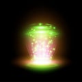 Magic green and pink portal or ufo teleport