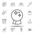 magic halloween ball outline icon. elements of magic illustration line icon. signs, symbols can be used for web, logo, mobile app
