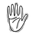 Magic hand. Mystical element. Astrology. Palmistry. Hand drawn magical vintage sign Royalty Free Stock Photo