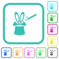 Magic hat with bunny ears vivid colored flat icons Royalty Free Stock Photo